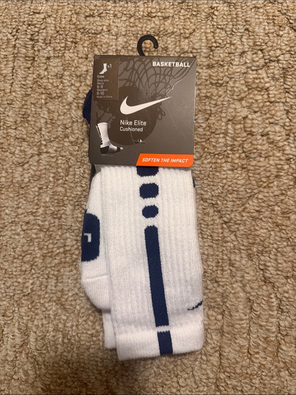 Nike White Crew Athletic Socks with Navy Accents